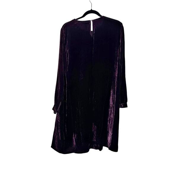 Eileen Fisher Velvet Crew Neck Easy Fit Knee Length Dress Purple Size S NWT - Picture 1 of 12
